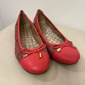 Vionic Minna Pink Bow Snakeskin Ballet Flats Size 8.5